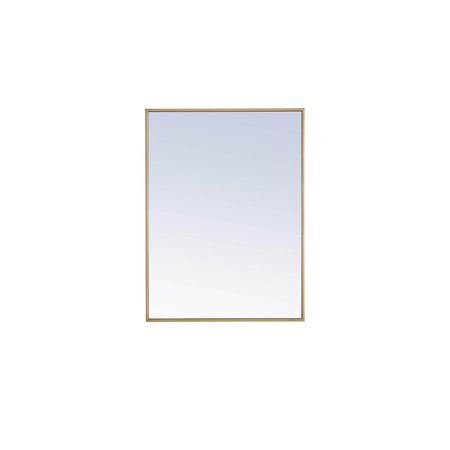 ELEGANT DECOR Metal Frame Rectangle Mirror 24 Inch Brass Finish MR4072BR